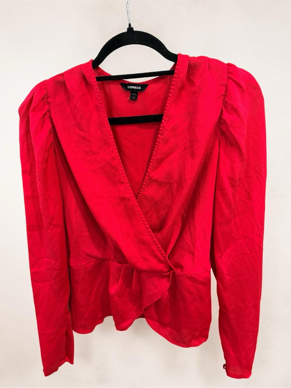 Express Hot Pink Satin Wrap Blouse Size M